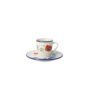 Filiżanka i spodek Ceramika Artystyczna Bolesławiec espresso V 0,09 L F66 dek2510X