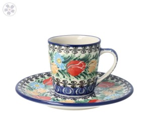 Filiżanka i spodek espresso V 0,09 L Ceramika Artystyczna Bolesławiec F66 dekU4475
