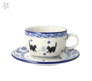 Filiżanka i spodek Ceramika Artystyczna Bolesławiec do kawy V 0,2 L F768K dek2588X