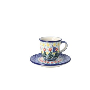 Filiżanka i spodek Ceramika Artystyczna Bolesławiec espresso V 0,06 L B10 dekU4173