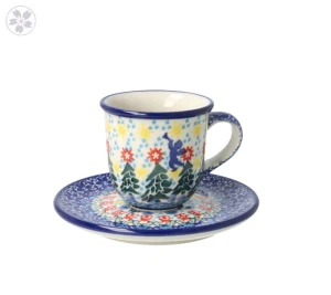 Filiżanka i spodek Ceramika Artystyczna Bolesławiec espresso V 0,06 L B10 dekU4173
