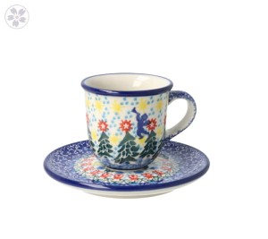 Filiżanka i spodek espresso V 0,06 L Ceramika Artystyczna Bolesławiec B10 dekU4173