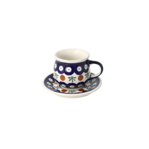Filiżanka i spodek do podwójnego espresso Ceramika Bolesławiec V 0,07 L GU1121 DEK41