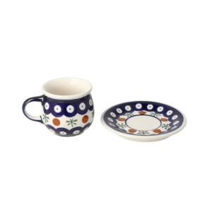 Filiżanka i spodek do podwójnego espresso Ceramika Bolesławiec V 0,07 L GU1121 DEK41