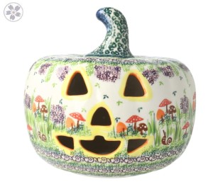 Lampion dynia wys. 21 cm Halloween Grzybki Galia Bolesławiec