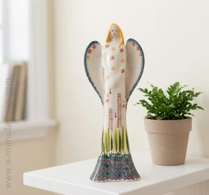Figura ceramiczna anioł Wrzos Galia Ceramika Bolesławiec