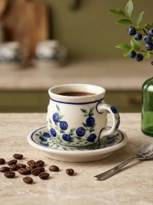 Filiżanka i spodek do podwójnego espresso Ceramika Bolesławiec V 0,07 L GU1121 DEK1208