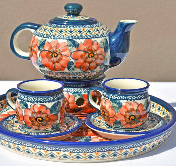 Ceramiczne naczynia, ręcznie malowane, ceramika artystyczna bolesławiec dekoracja 124Art kwiaty, maki, zakłady ceramiczne bolesławiec