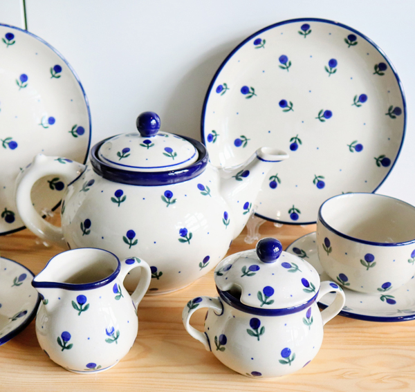 Ceramiczne naczynia, ręcznie malowane, ceramika artystyczna bolesławiec dekoracja 135X jagody