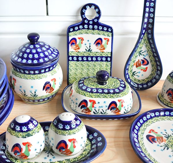 Ceramiczne naczynia, ręcznie malowane, ceramika artystyczna bolesławiec dekoracja 281Art koguty, zakłady ceramiczne bolesławiec
