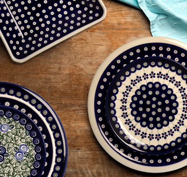 Ceramiczne naczynia, ręcznie malowane, ceramika artystyczna bolesławiec talerze