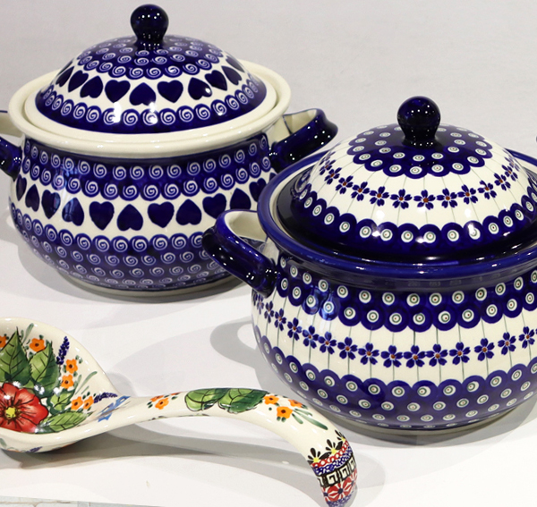 Ceramiczne naczynia, ręcznie malowane, ceramika artystyczna bolesławiec  wazy