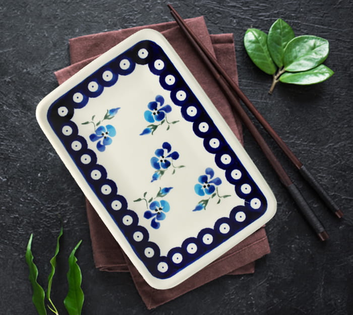 Talerz- Tacka do sushi 12,2x18,3 cm GU2021DEK890 Ceramika Bolesławiec