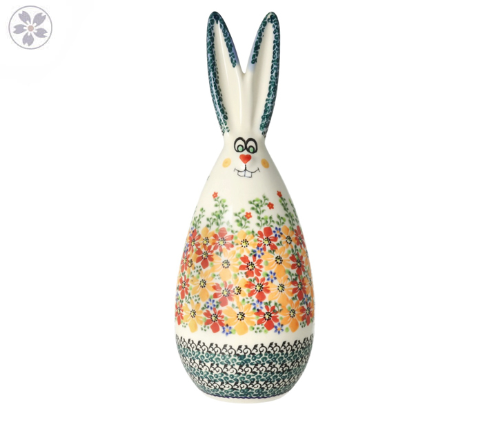 Zając duży wielkanocny 30 cm Pomarańczowe Kwiaty Galia