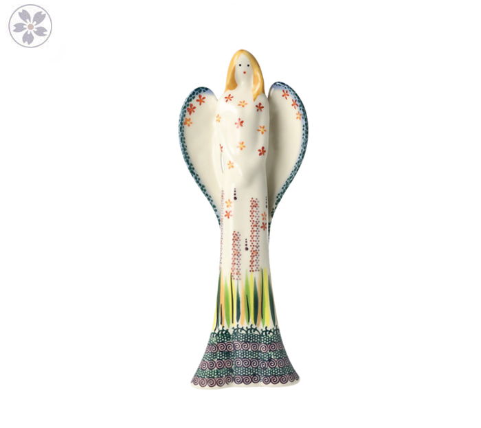 Figura ceramiczna anioł Wrzos Galia Ceramika Bolesławiec